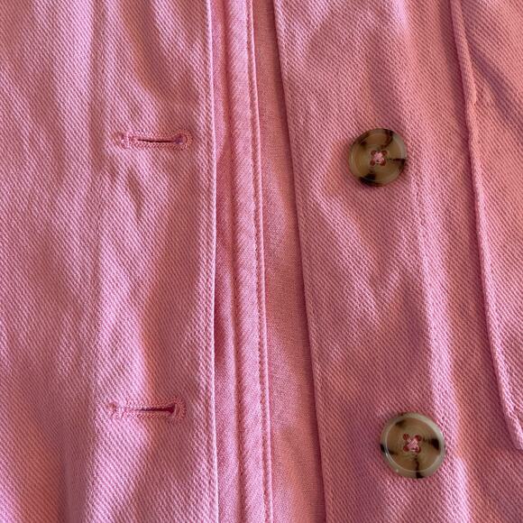 Zara Oversized Pink Denim Jacket Jean Shacket Button Front Medium - Picture 10 of 13
